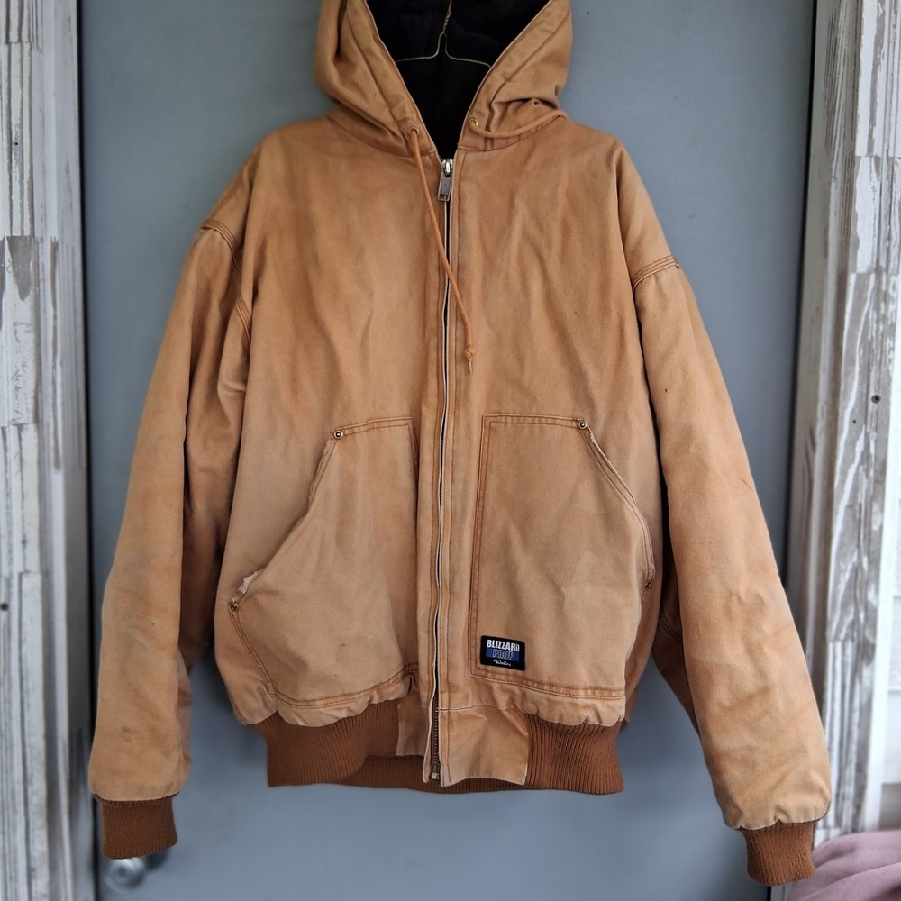 Vtg Walls Blizzard Pruf Work Wear Hooded Duck Canvas Barn Chore Jacket Coat XL